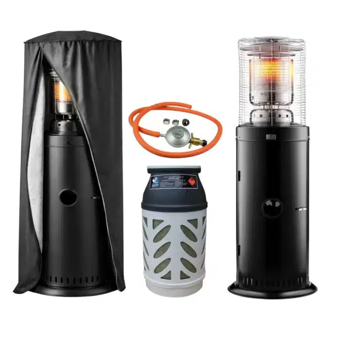 paketpris terrasvarmare area svart med gasoltub