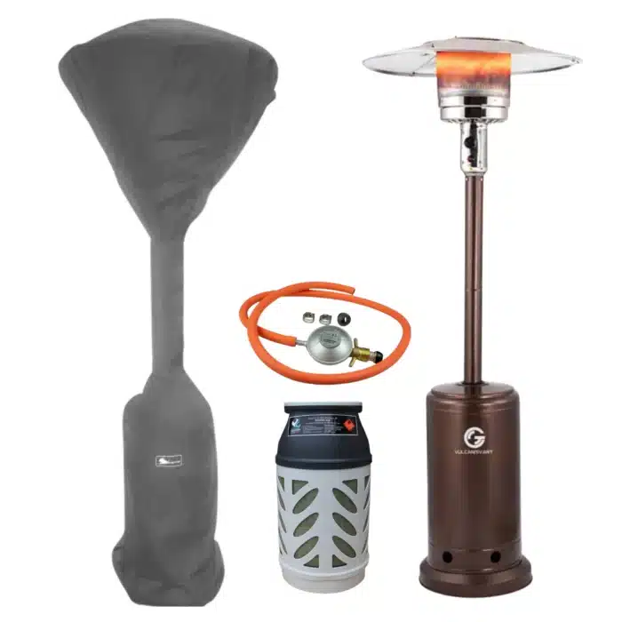 paketpris terrasvarmare vulkan svart med gasoltub