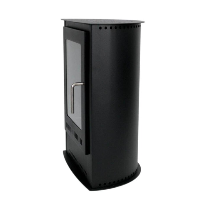 Fristående etanolkamin Carson i svart i profil