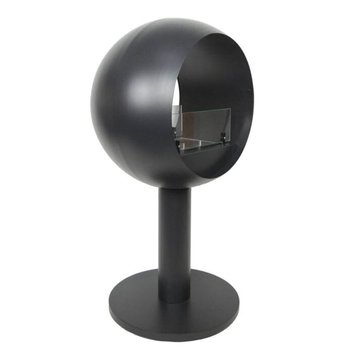 Fristående tvåsidig etanolkamin Edmonton i svart färg i porträtt