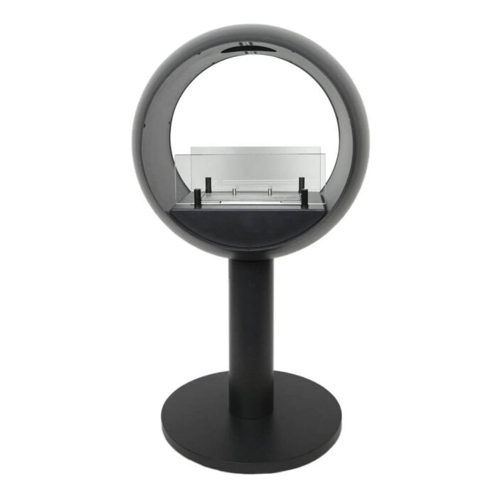 Fristående tvåsidig etanolkamin Edmonton i svart färg framifrån