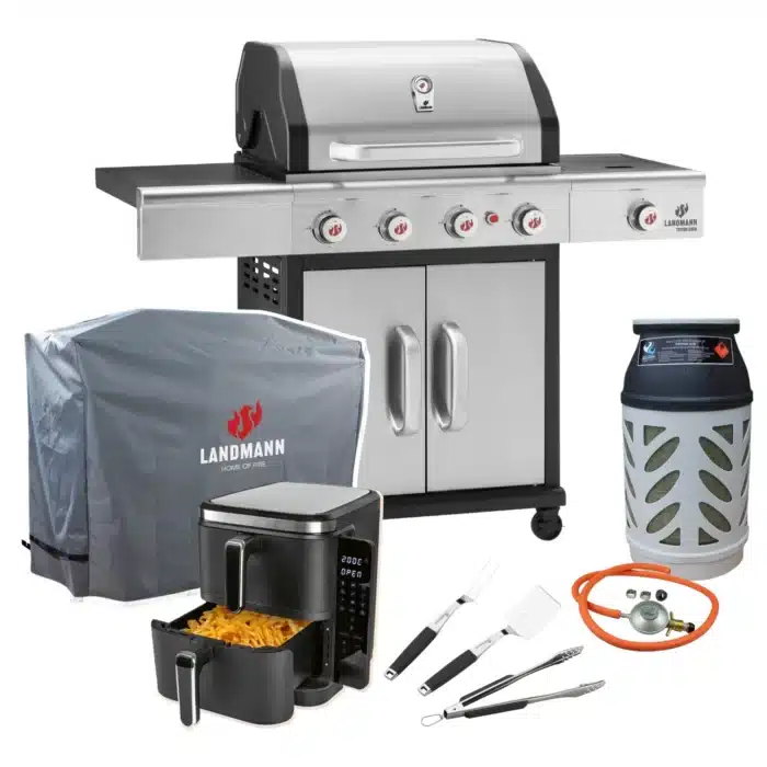 paketpris landmann gasolgril triton cook 4 1 rastfritt stal med airfryer
