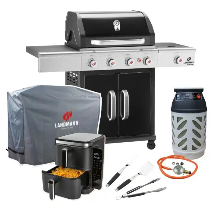 paketpris landmann gasolgril triton svart 4 1 maxx classic med airfryer